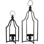 Glitzhome Set of 2 Modern Farmhouse Black Metal Lantern