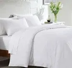 Everyday Soft Sateen Duvet Cover Set - Oversized King: 1 Duvet Cover Pure White 100% Sateen Cotton - 400 Thread Count