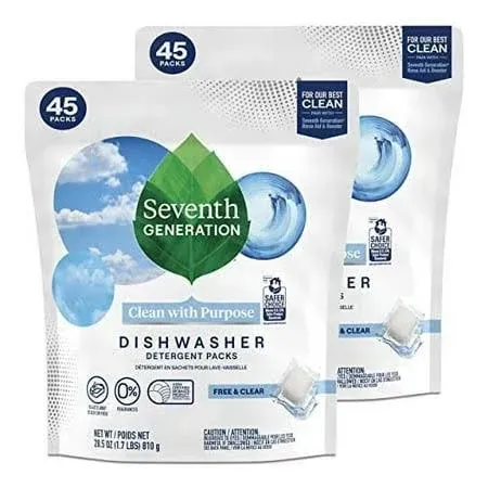 Dishwasher Detergent Packs, Free &amp; Clear, Fragrance Free  , 20 Packs, 10.5 oz