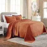 Superior Basket Weave Matelassé Cotton Bedspread Set Mandarin / Queen