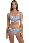 La Blanca Blue Mediterranean Breeze Halter Swim Top, US 10