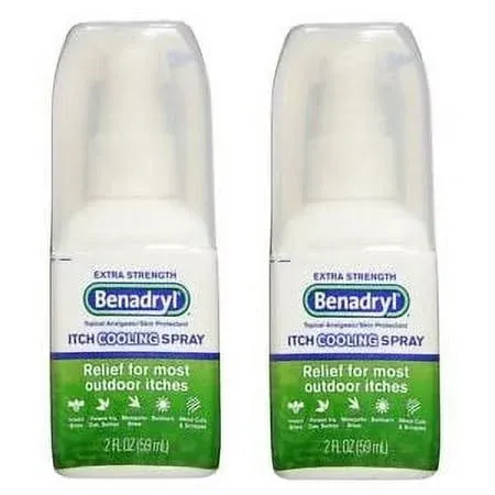 2 Pack Benadryl Itch Relief Cooling Spray Extra Strength 2Oz Each