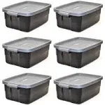 Rubbermaid Roughneck 10 gal. Storage Tote Container in Black (6-pack)