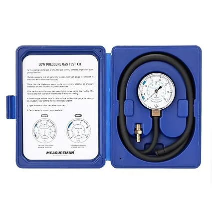 MEASUREMAN Natural Gas or LP Gas Manifold Pressure Test Kit, 0-35 "W.C., 1/4" NPT, 40" Length Hose