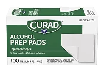 Curad Medium 2-Ply Sterile Alcohol Prep Pad, 100/Box