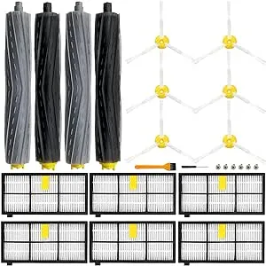 14 Pack Roomba 800 900 Series Replacement Parts for irobot Roomba 805 960 860 861 866 870 880 890 900 960 980 981 985 Robot Vacuum, 2 Debris Extractor 6 Filters 6 Side Brushes & 6Screws