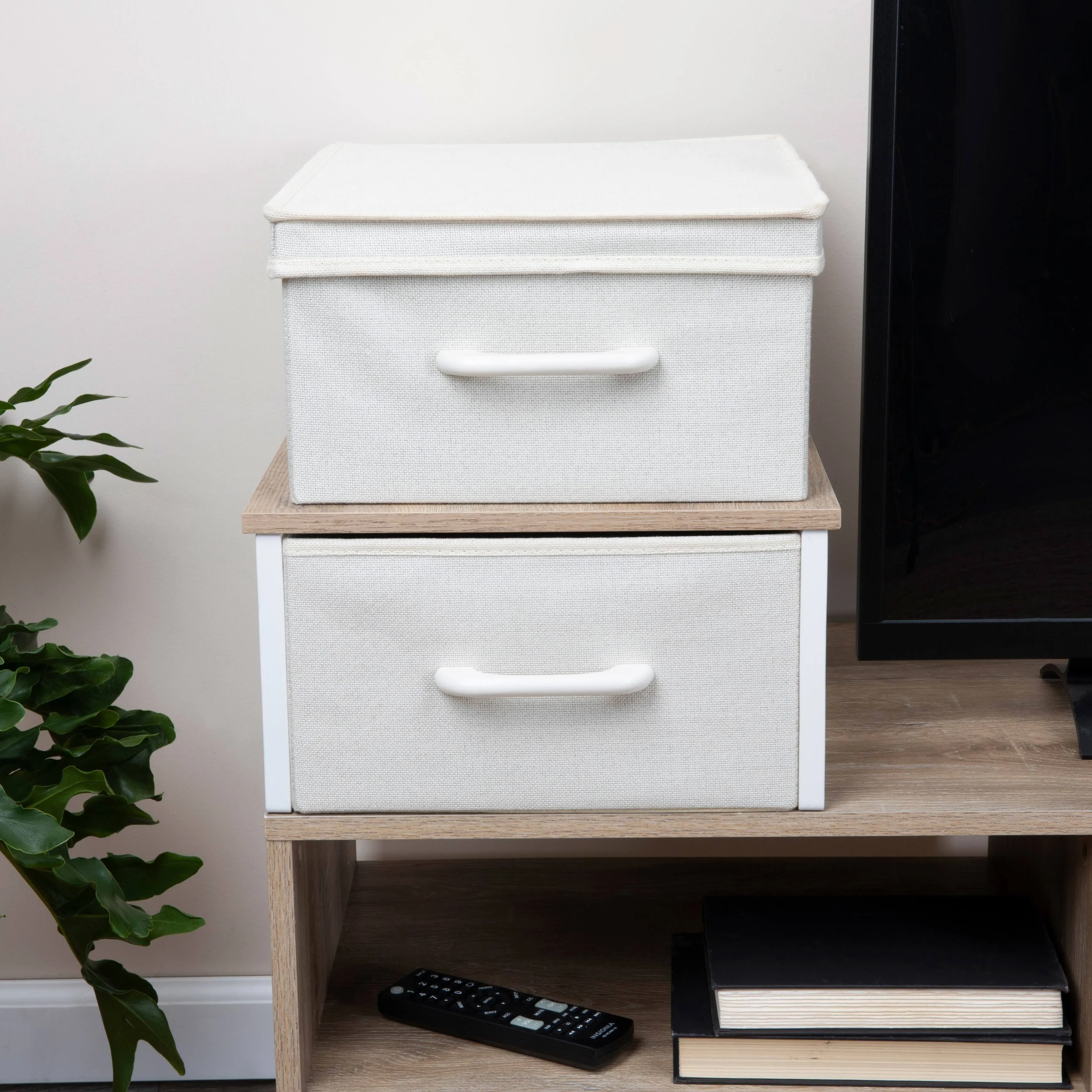 Stacking Storage Boxes With Laminate Top - Transitional - Storage Bins And Boxes - by Household Essentials | Houzz