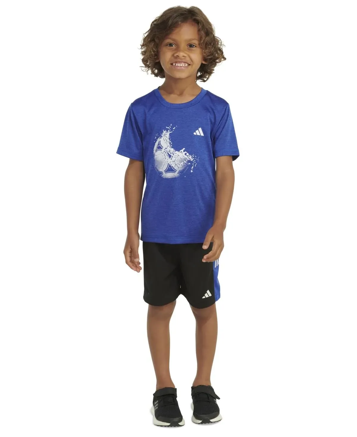 adidas Boys Short Sleeve Graphic Tee & Mesh Shorts Set