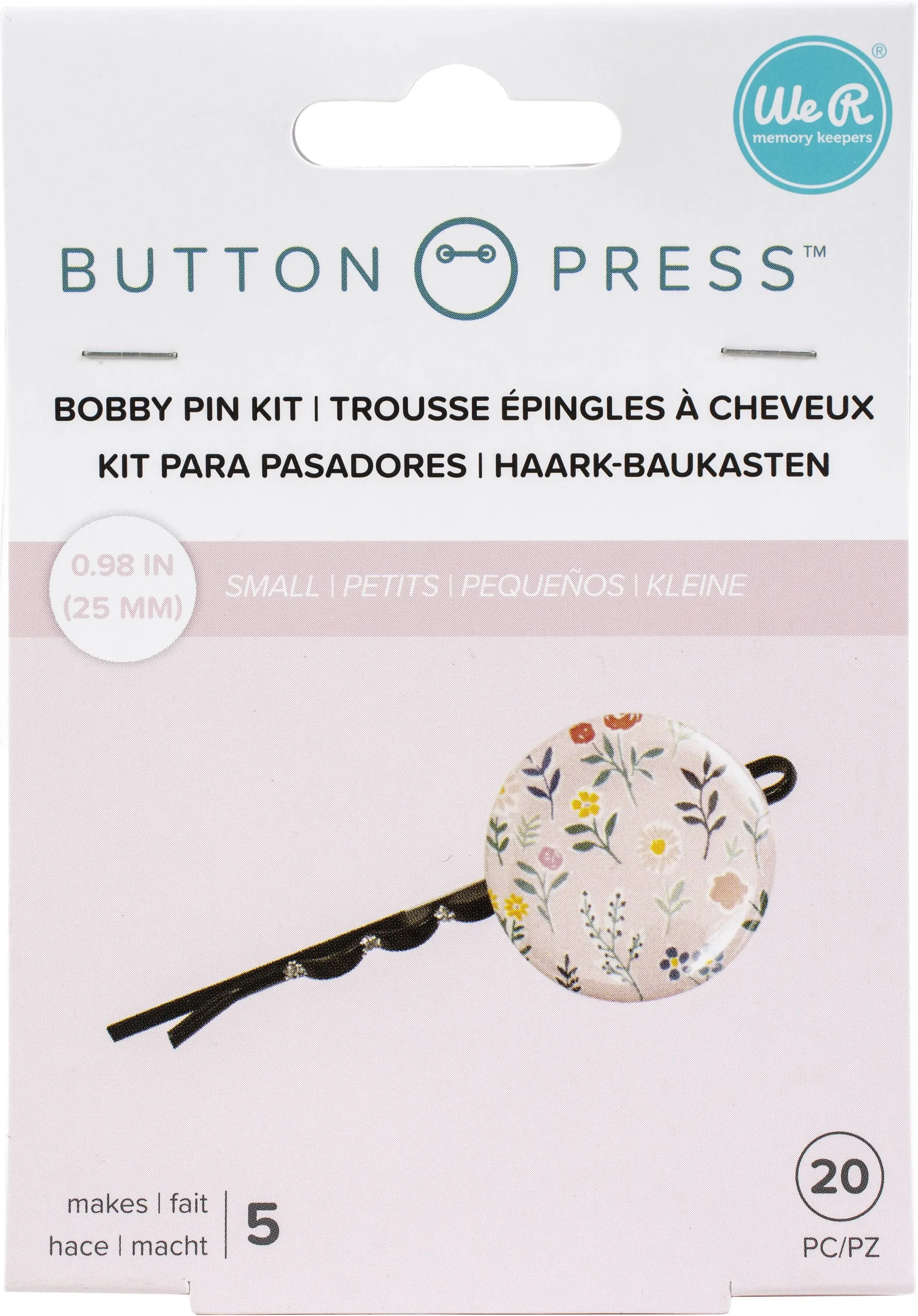 We R Memory Keepers Button Press Pins Backers, Twenty, Arts Crafts Supplies Fasteners Buttons DIY Round Bobby Pin Kit Small Button Bobby Pin Kit