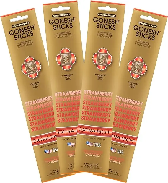 Gonesh Collection Strawberry 4 Pack-Extra Rich Incense, 80 Count