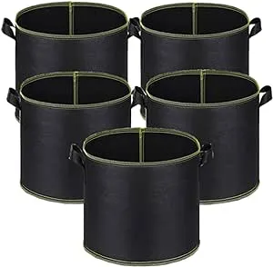 5-Pack 10 Gallon Grow Bags Heavy Duty 300G Thickened Nonwoven Fabric Pots Plant Grow Bags with Handles