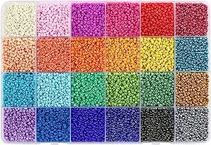 31200pcs 2mm Glass Seed Beads for Bracelet Making Kit, Small Beads, 24 Color Craft Beads for Jewelry Making and Crafts