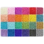 DICOBD 31200pcs 2mm Glass Seed Beads, 24 Color Small Craft Beads for Bracelets Jewelry Making and Crafts, with A Storage Box