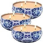 Large Citronella Candles Outdoor and Indoor 3 Packs 13.5oz 3-Wick Soy Wax Por...