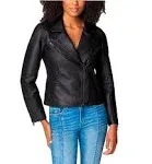 [BLANKNYC] Womens Faux Leather Moto Jacket, Black