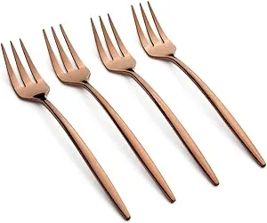 Gaze Copper Mirror Cocktail Forks Set, 4 Piece