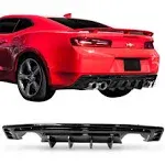 Fits 16-24 Chevy Camaro Ikon Style Rear Bumper Diffuser Gloss Black PP - 3PCS