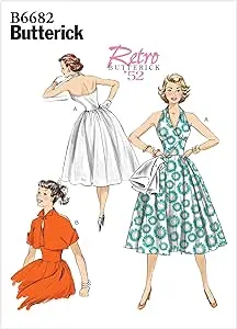 BUTTERICK PATTERN 6682 HALTER DRESS JACKET RETRO MISSES SIZES 6 8 10 12 14 UNCUT