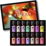 Floral Set of 14 Premium Grade Fragrance Oils - Violet Rose Freesia Jasmine Lilac Gardenia Lily Honeysuckle Azalea Ylang Ylang Sweet Pea