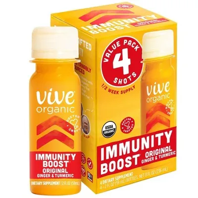 Vive Organic Immunity Boost Original Ginger & Turmeric Shot - 4ct/2 fl oz