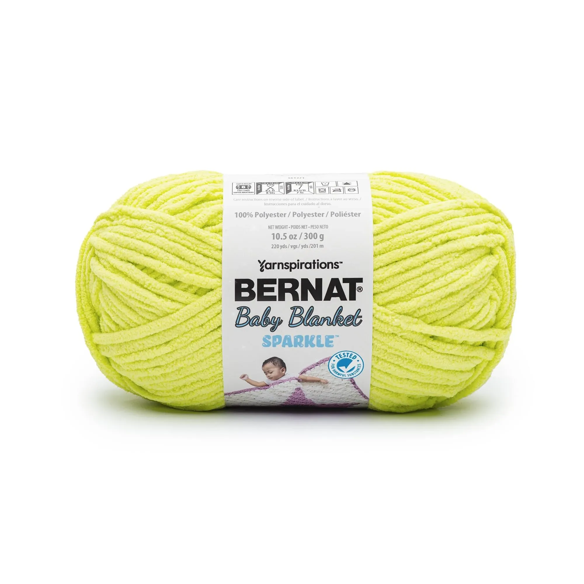 Bernat Baby Blanket Sparkle Yarn, Limeade