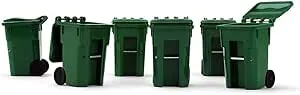 Set of 6 Green Garbage Trash Bin Containers Replica 1/34 by First Gear