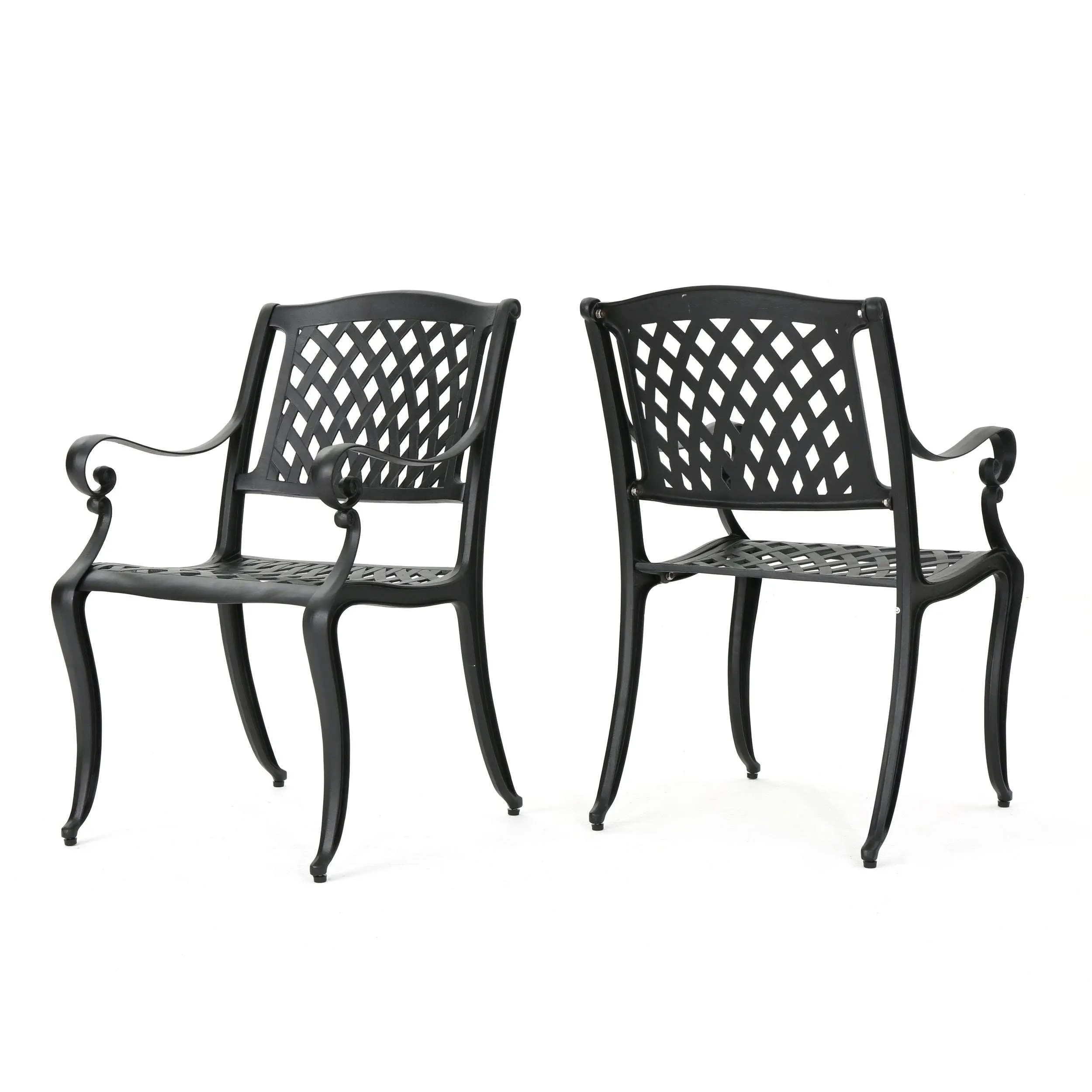 Marietta Outdoor Cast Aluminum Dining Chairs (Set of 2)