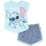 Disney Lilo & Stitch Big Girls T-Shirt and French Terry Shorts Outfit Set Blue 14-16