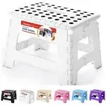 Acstep Folding Step Stool 9'' Tall Kids Step Stool Plastic Step Stools with Non-Slip Surface - White, Size: 9 inch Tall