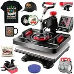 AKEYDIY Upgraded 5 in 1 Heat Press Machine Digital Combo Sublimation Heat Transfer Machine12" X 15"Swing Away Shirt Printing Sublimation Machine Digital Shirt Press Machine for Tshirt,Cap,Mug,Plate