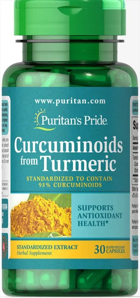 Puritan's Pride Curcuminoids 500 Mg from Turmeric Standardized Extract Capsules, White, 30 Count