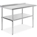 GRIDMANN NSF Stainless Steel Commercial Kitchen Prep & Work Table with Backsplash - 48 in. x 24 in.