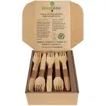 WOODABLE Disposable & Backyard Compostable Wooden Forks, Eco-Friendly, Sustainable, Organic, Biodegradable, Vegan-Friendly, 100 Count