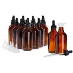 Juvale 15 Pack 4oz Amber Glass Bottles with Eye Dropper Dispenser and 6 Funnels for Essential Oils, Travel Aromatherapy Perfume, Liquids (120ml)