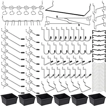 FRIMOONY Pegboard Hooks Assortment, for Organizing Various Tools, with Pegboard Bins, 165 PCS, 80 of Which are Locks