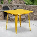 Felix Commercial Grade 31.5" Square Yellow Metal Indoor-Outdoor Table