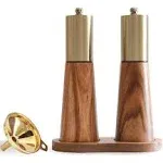 Gold Salt and Pepper Grinder Mill Set With Wood Base, Free Gold Funnel,Stainl.<wbr/>..