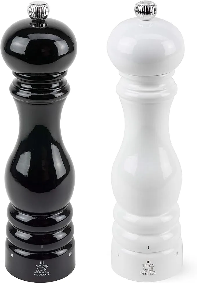 Peugeot Paris u'Select Lacquer Salt and Pepper Mill Set 8 3/4" Black and White