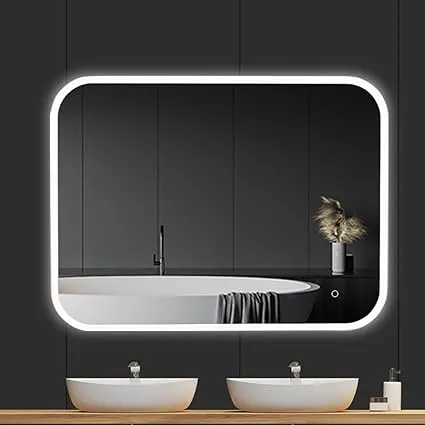 BV 36 x 48 Inch Backlit/Front lit Bathroom LED Vanity Mirror Horizontal/Vertical Wall Mounted LED Mirror with Light 3-Color, 3000K-6000K Warm White, Dimmable Touch Button, Anti-Fog Function