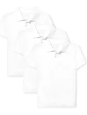 Boys Uniform Soft Jersey Polo 3-Pack - White