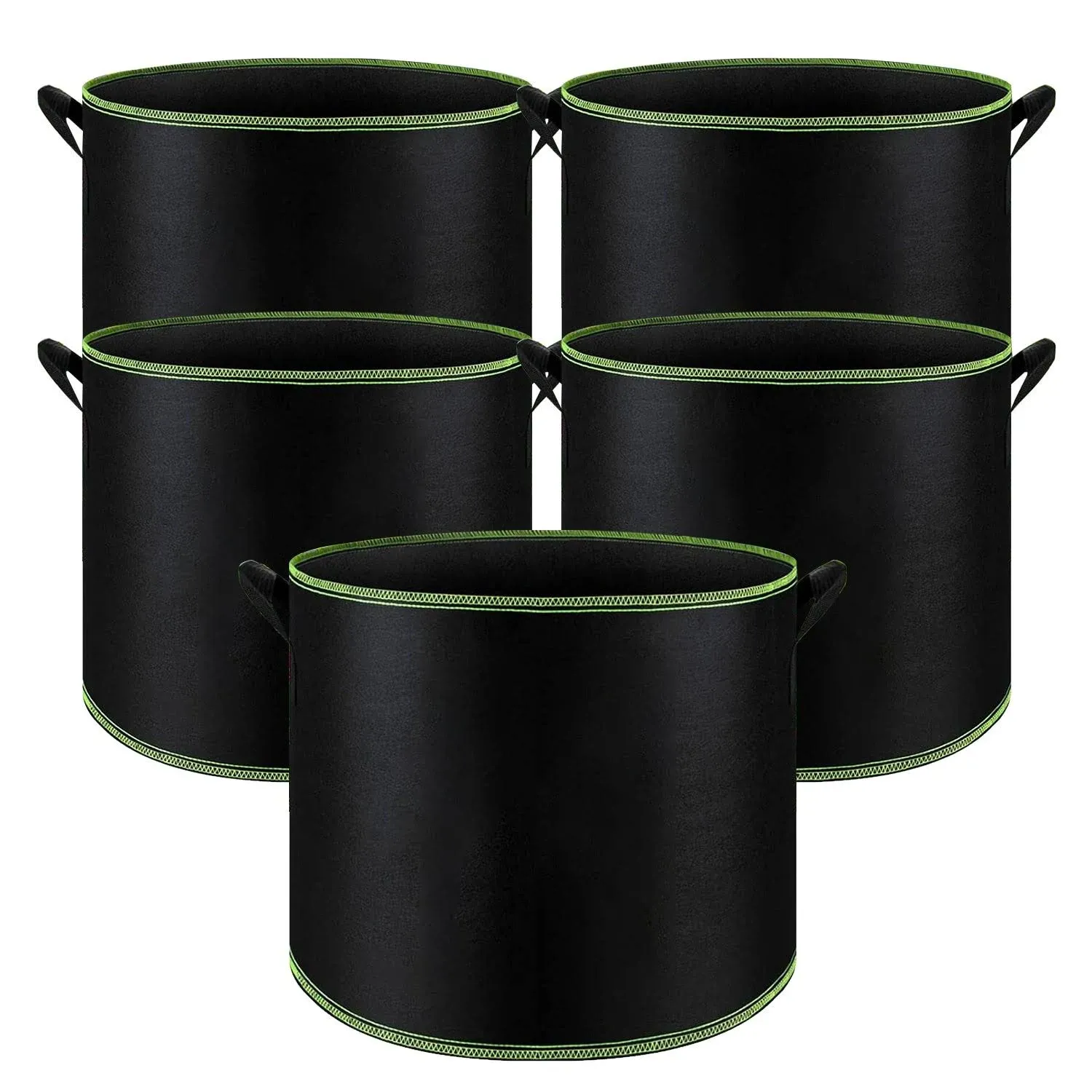 BN-LINK 5-Pack 10 Gallon Grow Bags with Handles, Thickened Nonwoven Fabric Pots Heavy Duty Aeration Fabric Pots Plant or Fruits Flowers Plant, Black