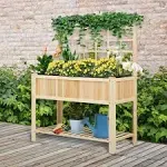 47&#034; x 23&#034; x 64&#034; Wood Elevated Planter Box w/ Spacious Growing Area for Veggies