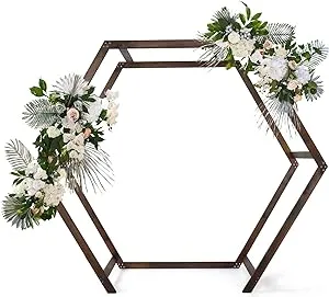 Wooden Wedding 7FT Arbor, Wedding Arch for Ceremony, Heptagonal Photo ...