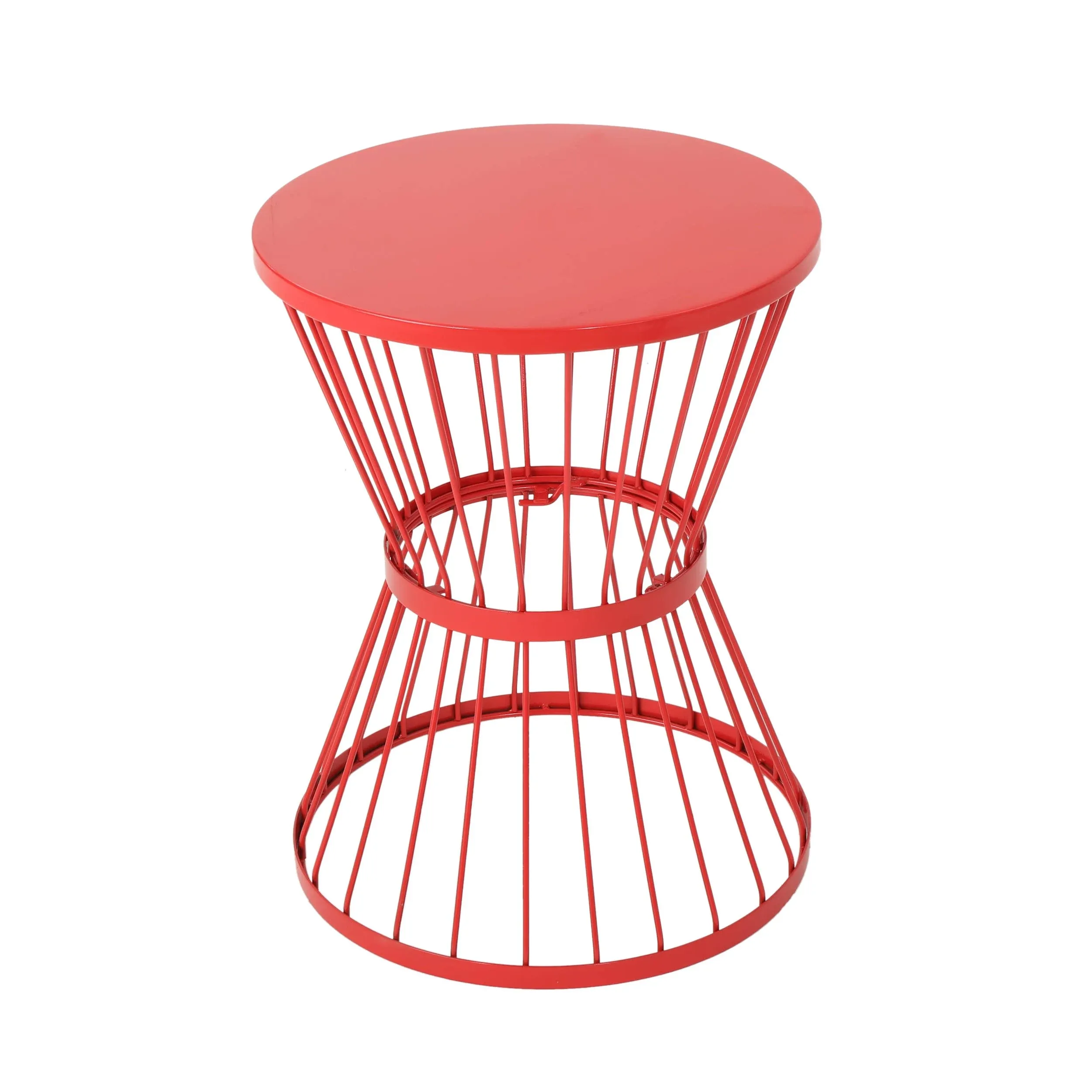 Fern Outdoor 16 inch Iron Side Table , Matte Red