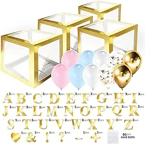 Gold Baby Boxes with Letters for Baby Shower | Baby Blocks for Baby Shower | Baby Balloon Boxes with Letters | Baby Shower Boxes | Baby Shower Blocks Decoration | Baby Decorations for Baby Shower