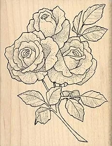 Roses Rubber Stamp 3" x 3.25" block