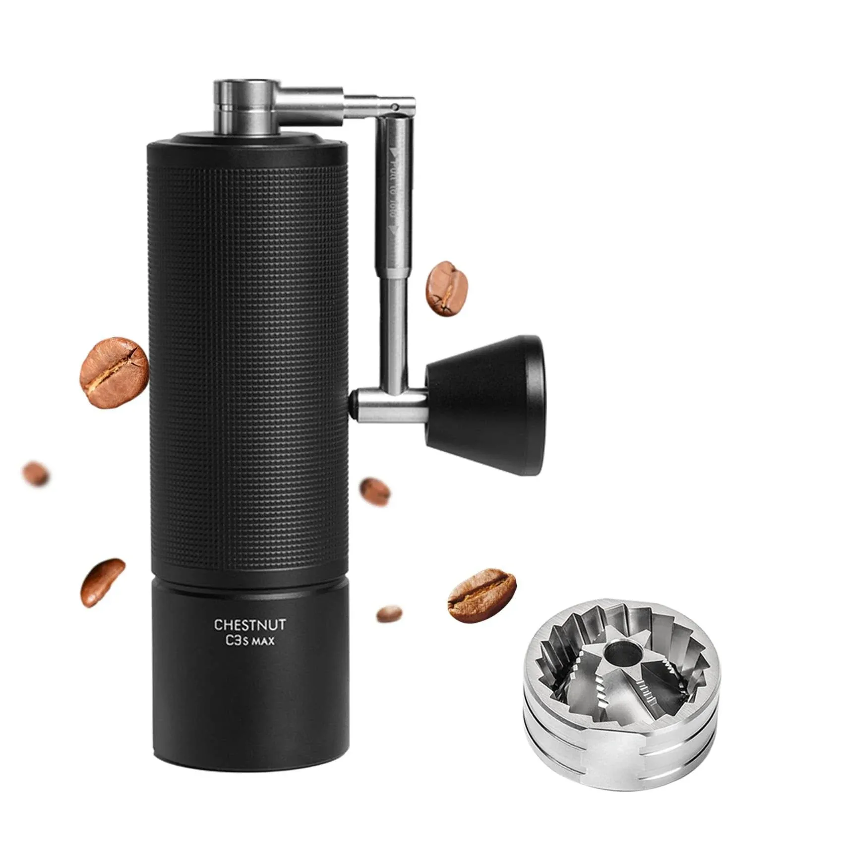 TIMEMORE Manual Coffee Grinder Chestnut C3S Max Pro Capacity 30g with CNC Stainless Steel Conical Burr, Internal Adjustable Setting, Double Bearing