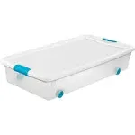 Sterilite Latching Box, Wheels, White, 56 Quarts