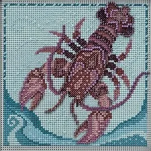 MILL HILL &quot;Lobster&quot; Beaded Counted Cross Stitch Kit by Mill Hill~Marine Life Quartet Beaded Cross Stitch Kit~Sea Life Cross Stitch Kit