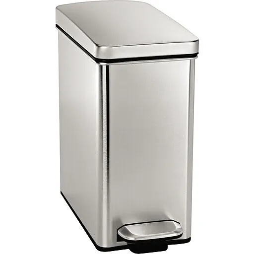 simplehuman Profile Step Trash Can, Brushed Stainless Steel, 2.6 Gallon (10L)